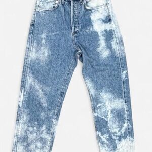 AGOLDE Size 25 Light Wash Acid Wash Cropped Raw Hem High Rise Jeans